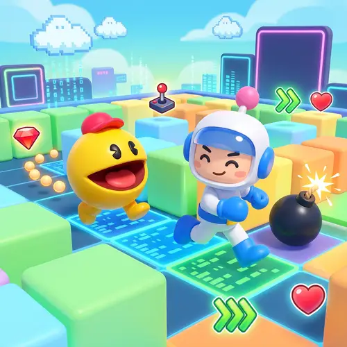Cute 3D Game Art: PacMan vs Bomberman - Explosive Fun!