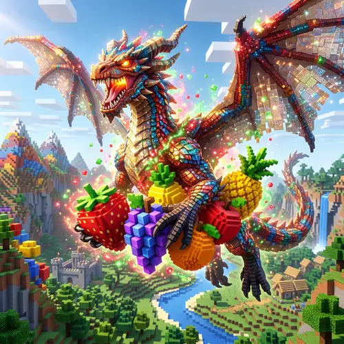 Fruit Blocks Game Dragon: Ferocious & Majestic Character Design