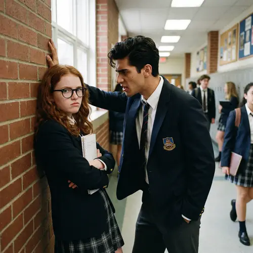 Tense School Rivalry: Red-haired Girl vs. Tall Boy