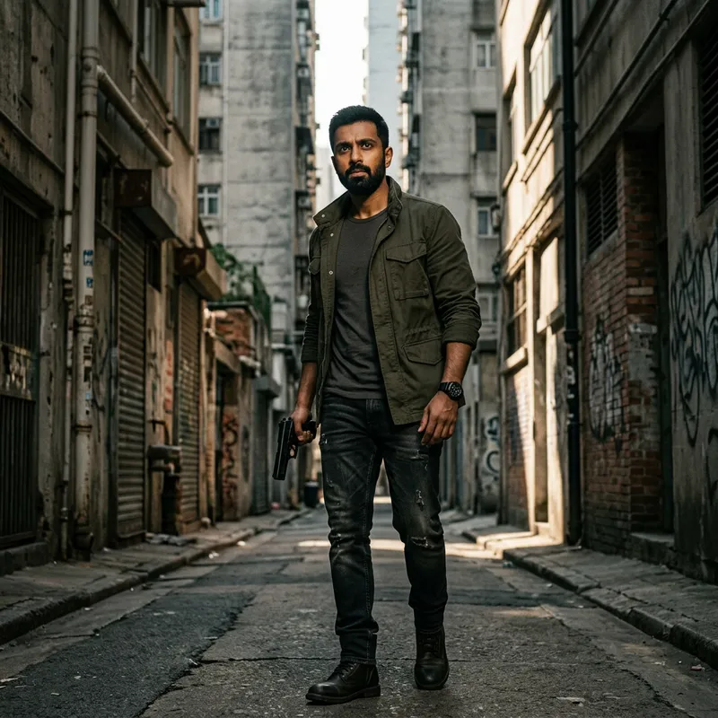 Action Character in Urban Setting