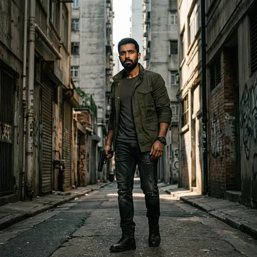 Action Character in Urban Setting