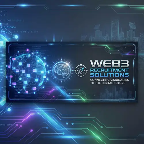 Sophisticated Web3 Recruiter Banner | Digital & Blockchain Elements