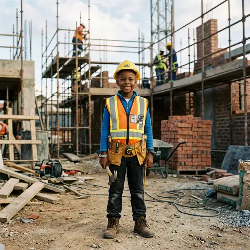10-Year-Old African American Boy Builder with Tools