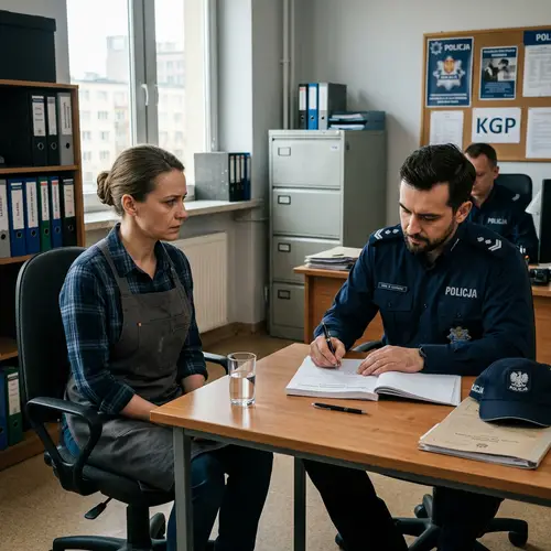 European Cleaning Woman & Polish Police Officer | Office Scene