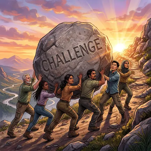 Overcoming Challenges Together: Inspiring Digital Illustration