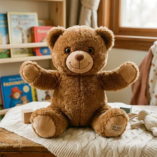 Brown Plush Teddy Bear | Cuddly Fur & Vibrant Button Eyes
