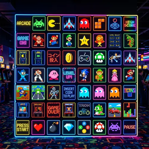 Vibrant Arcade-Themed Wall Design for Gamers