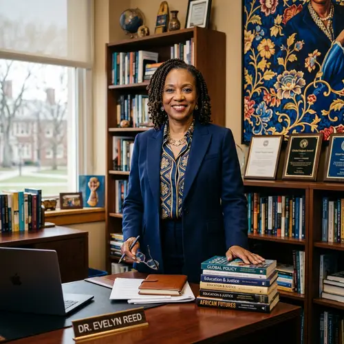 Empowered Black Female Academic in Modern Office