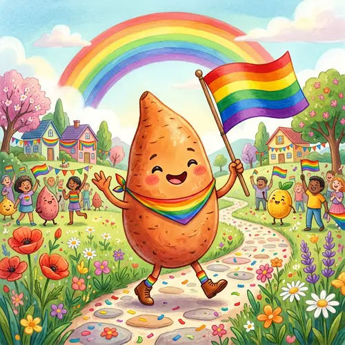 Whimsical Gay Pride Sweet Potato - Camote Image