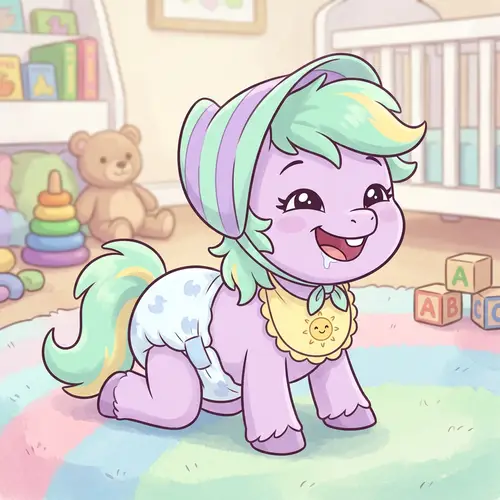 Adorable Baby Pony Cartoon Character | Crawling Stage