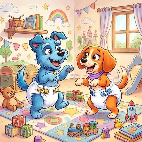 Fun Cartoon Scene with Anthropomorphic Dog Characters