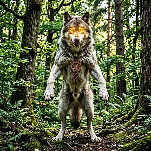 Muscular Wolf in Enchanting Forest - Wildlife Image