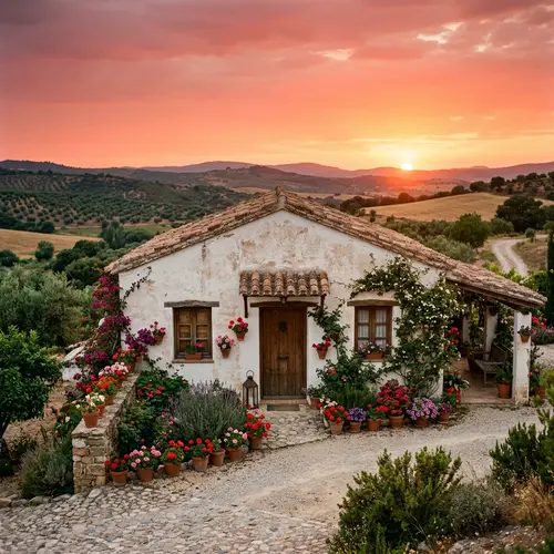 Serene Countryside Hacienda House | White Walls, Terracotta Roof