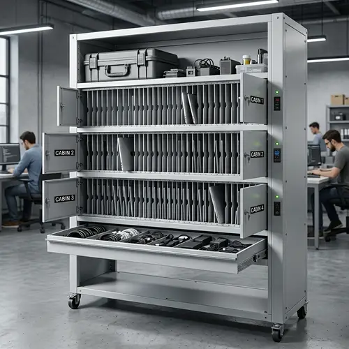 Innovative Eight-Foot Laptop Storage Rack Design