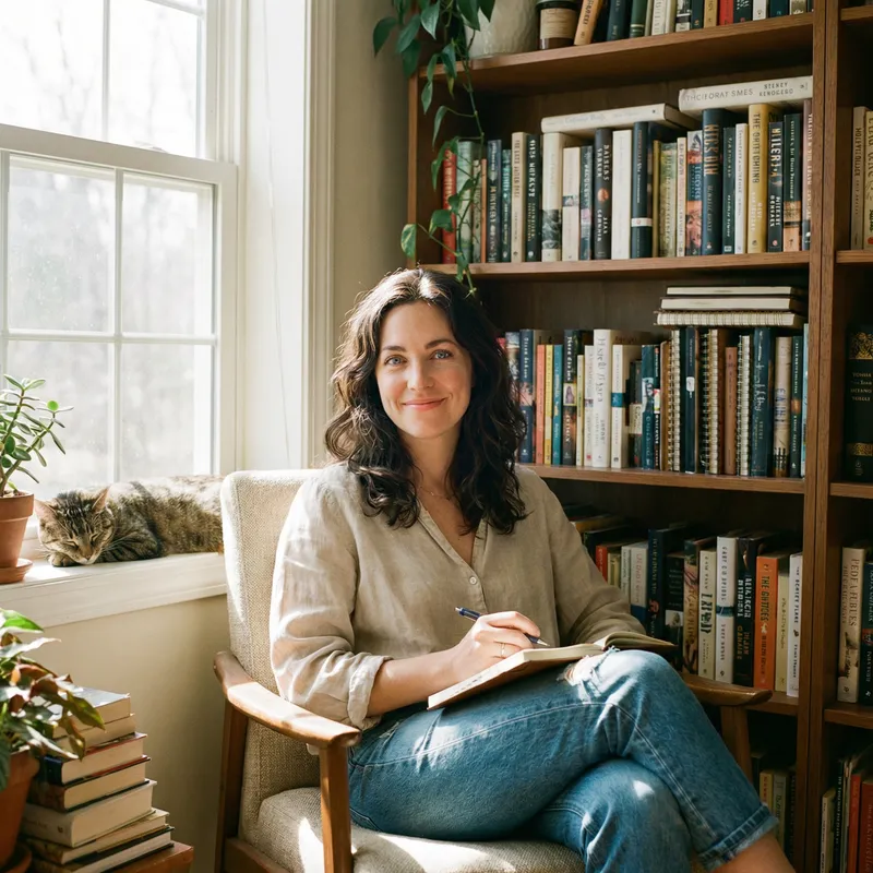 Realistic Portrait of a Woman with Dark Wavy Hair and Blue Eyes