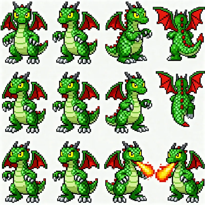 Green Dragon Sprite Sheet Animation for FF III Green Dragon Sprite Sheet Animation for FF III