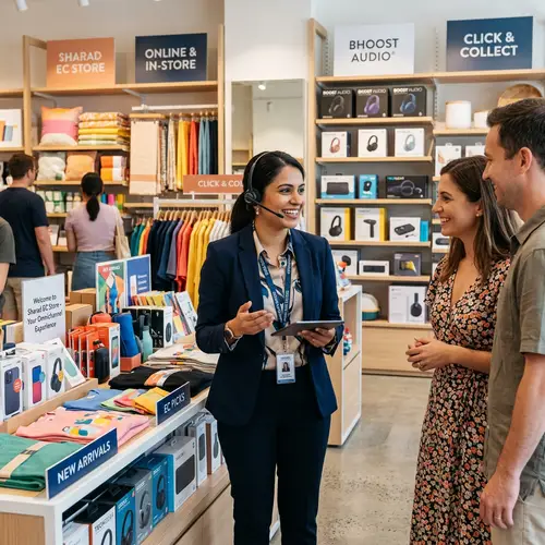 Professional South Asian Woman Store Manager in Colorful Shop