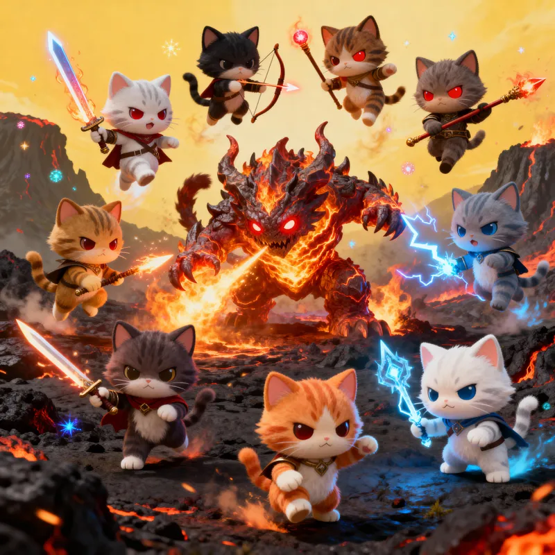 Epic Chibi Cat Battle Against Fuegoardiente