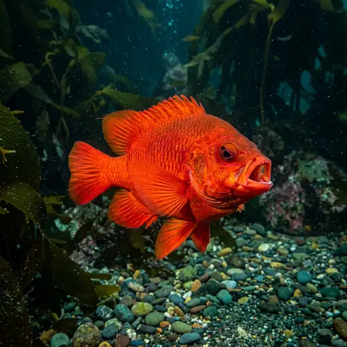 Fiery Red Angry Fish in Aquatic Scene