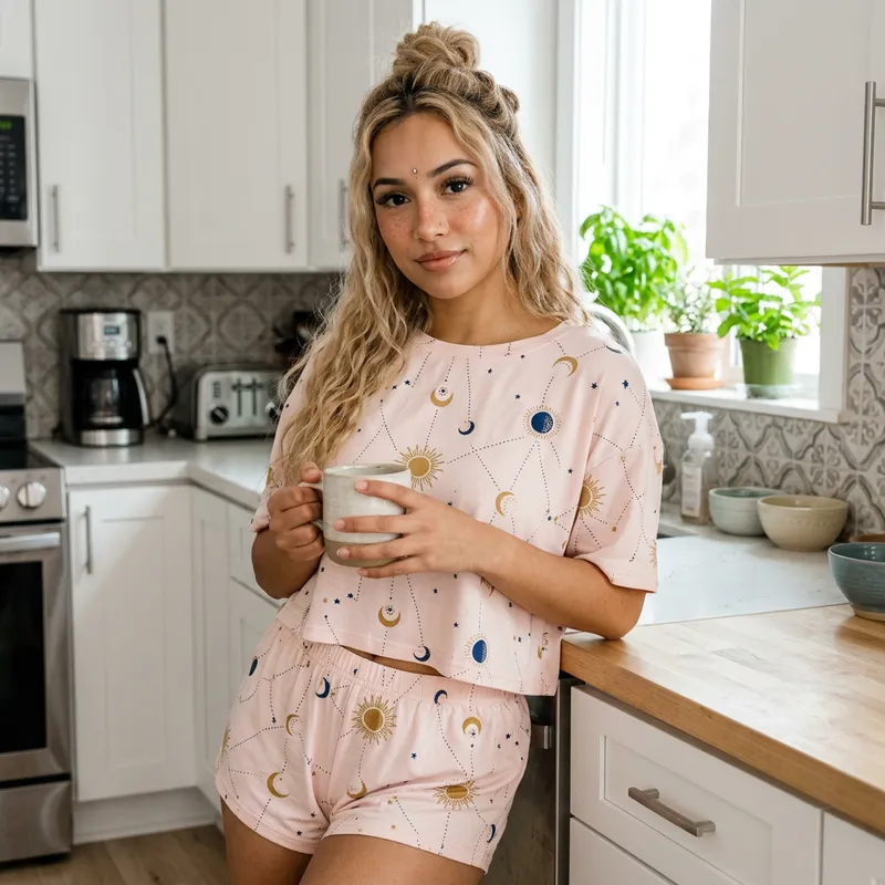 Radiant Modern Kitchen Serenity: South Asian & Hispanic Inspired Pyjamas