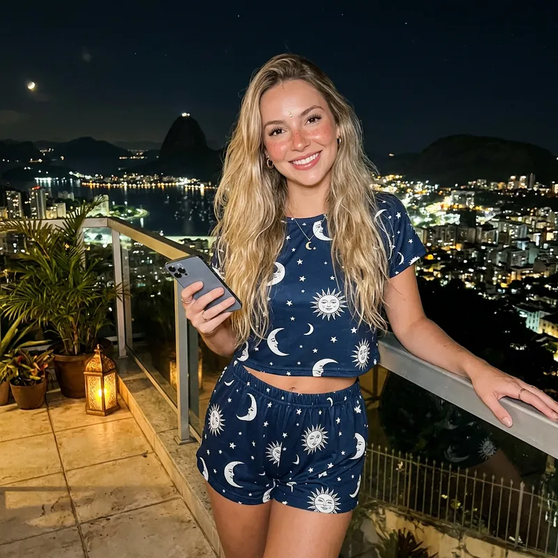 Valentine's Day Pyjamas Set for Women | Moon & Sun Print PJs