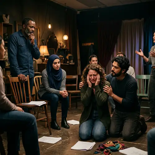 Artistic Psychodrama Scene with Diverse Role-Players