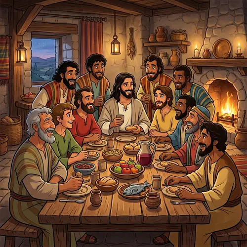 Supper of Jesus with Apostles in Disney Style