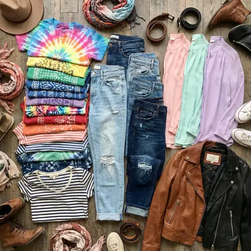 Colorful Cotton T-Shirts, Denim Jeans, Chiffon Blouses & Leather Jackets | Fashion Essentials