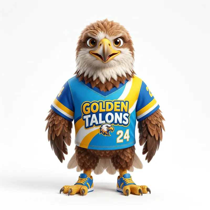 3D Cute Eagle in Team Jersey | High-Definition Illustration