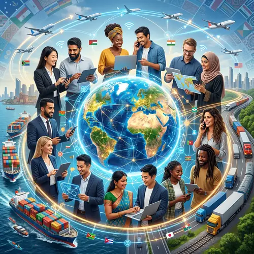 Globalization Symbolism with Diverse Cultural Elements