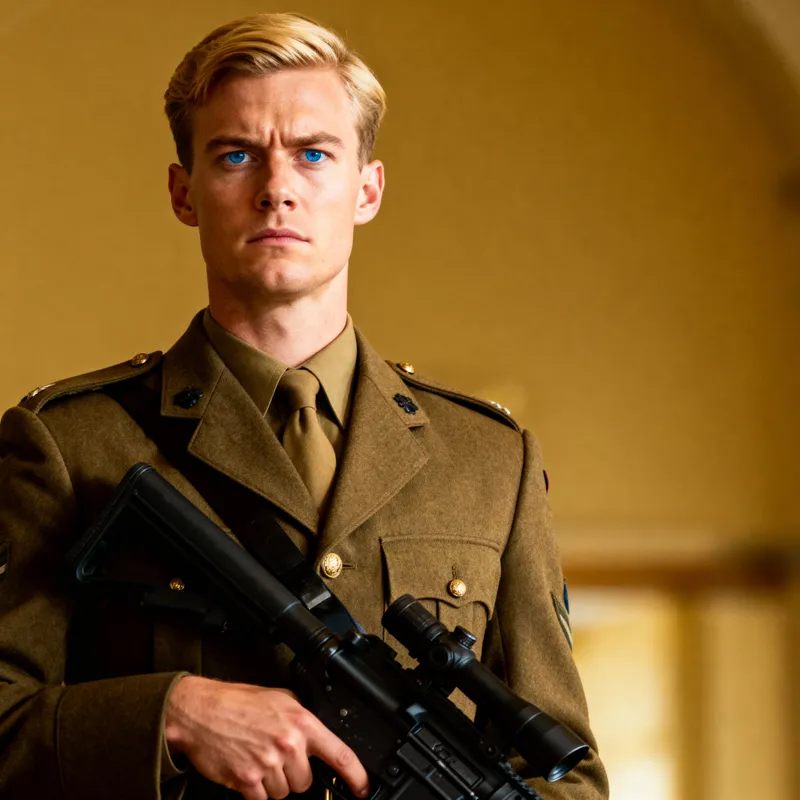 Committed Male Soldier Ready for Duty