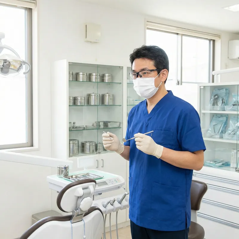 Professional Asian Dentist with Dental Instruments | Modern Clinic Setup