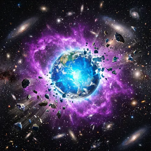 Exploding Earth in Universe: Stunning Cosmic Scene