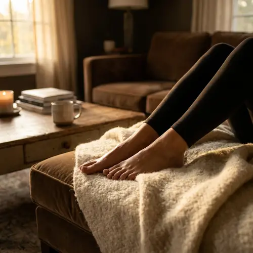 Cozy Living Room Feet Close-Up Photography