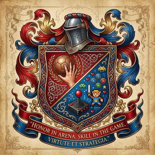 Handball and Video Game-inspired Coat of Arms | Red & Blue