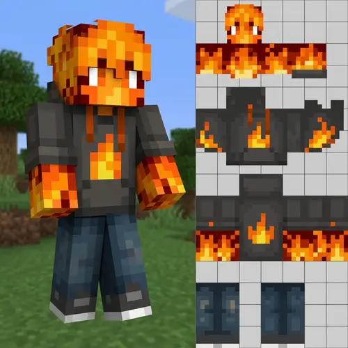 Fire Boy Minecraft Skin - Hoodie Custom Design