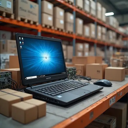 Realistic Warehouse Image of Computer Components