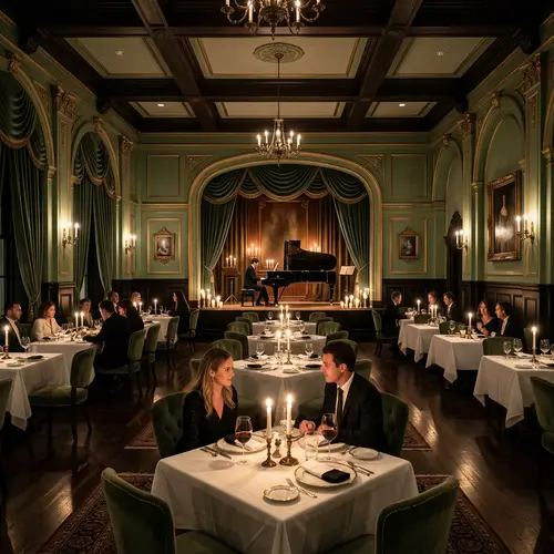 Elegant Black and Sage Green Restaurant Interior