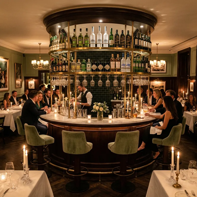 Elegant Round Bar with Candlelit Ambiance Elegant Round Bar with Candlelit Ambiance