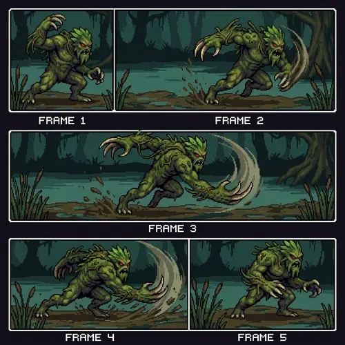 Swamp Monster Attack Animation | Pixel Art Sprite Sheet