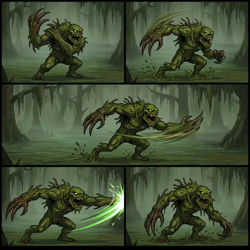Swamp Monster Attack Sprite Sheet