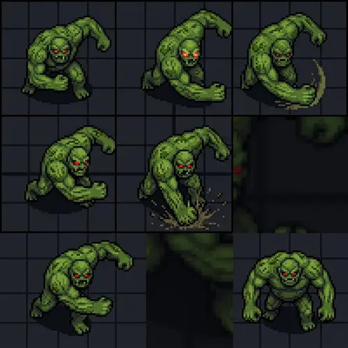 Swamp Monster Attack Sprite Sheet | Pixel Art Collection