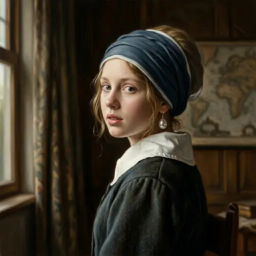 Dutch Girl with Pearl Earring - Dutch Golden Age Portrait