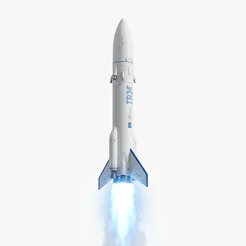 3D Minimalistic IBM Style Rocket Design