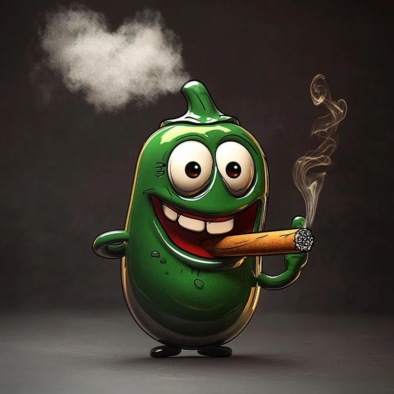 Smiling Red Jalapeno Enjoying a Cigar Smiling Red Jalapeno Enjoying a Cigar