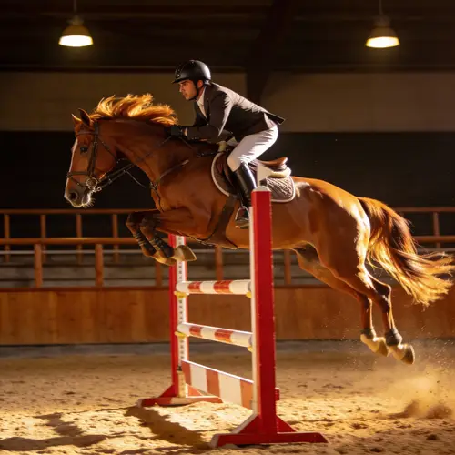 Hispanic Man Riding Horse: Jumping Competition