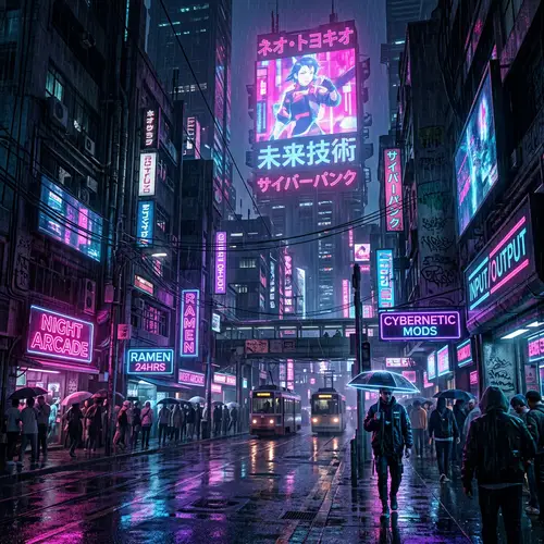 Futuristic Cyberpunk Aesthetic in Neon Colors