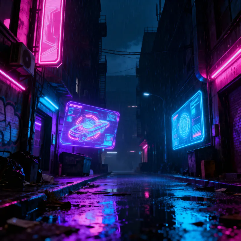 Futuristic Cyberpunk Aesthetic in Neon Colors
