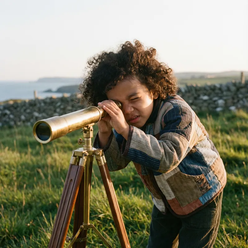 Curious Child Gazing Through a Telescope