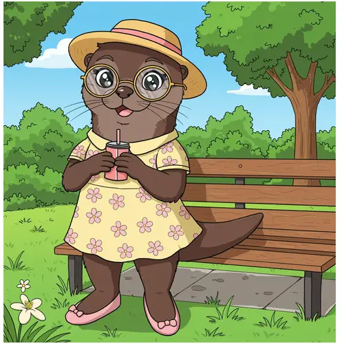 Charming Otter in Bobbie Goods Style Coloring Page